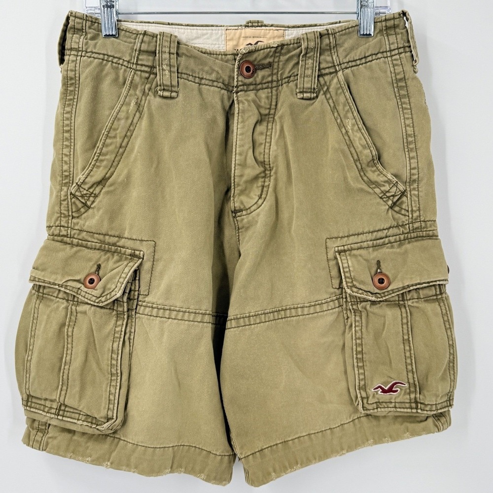 Vtg Y2k Preppy‎ Hollister 10" Cargo Shorts Mens sz 29 Cotton grunge distressed